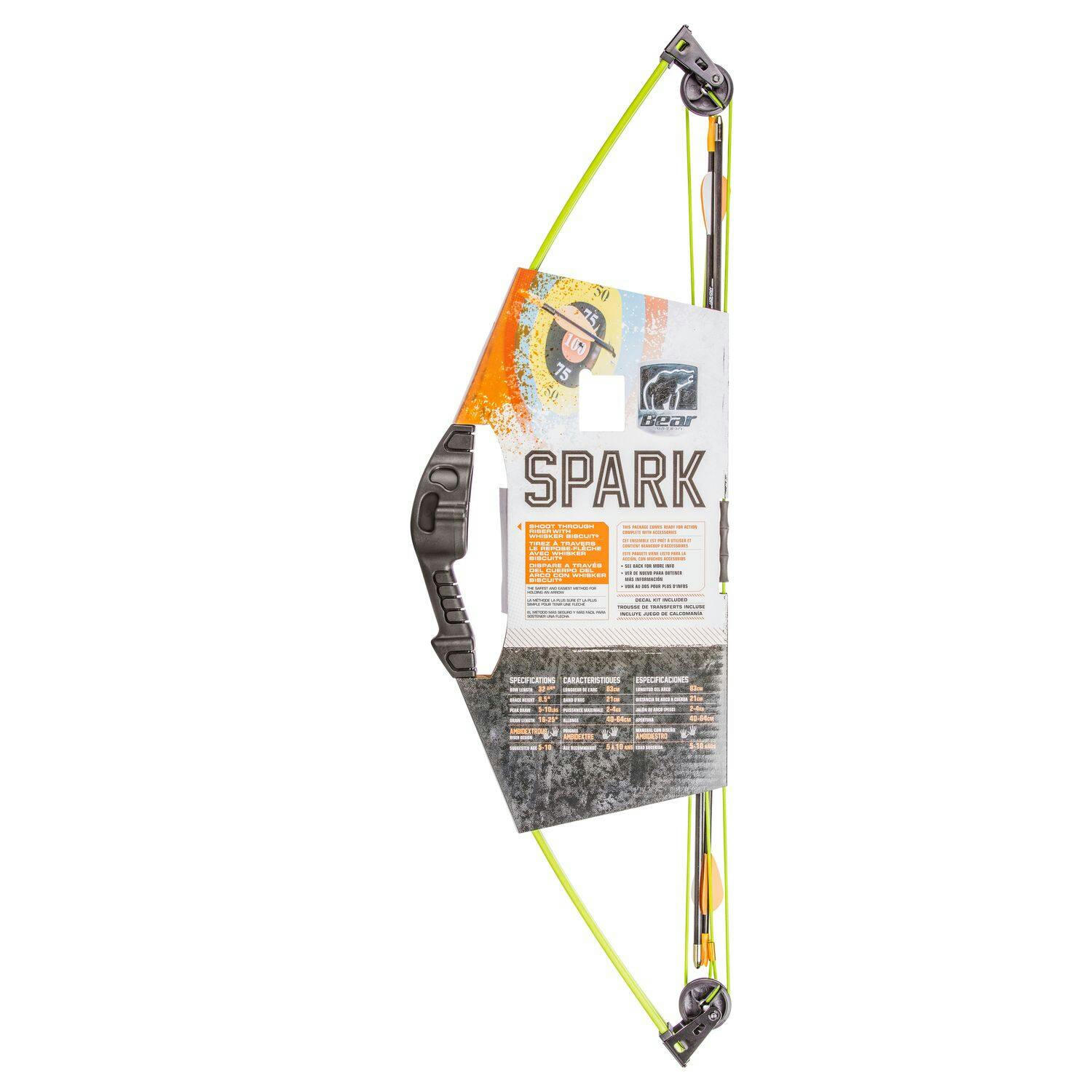 Bear Archery Spark Youth Bow Package, 5-10 lbs Draw, Ages 5+