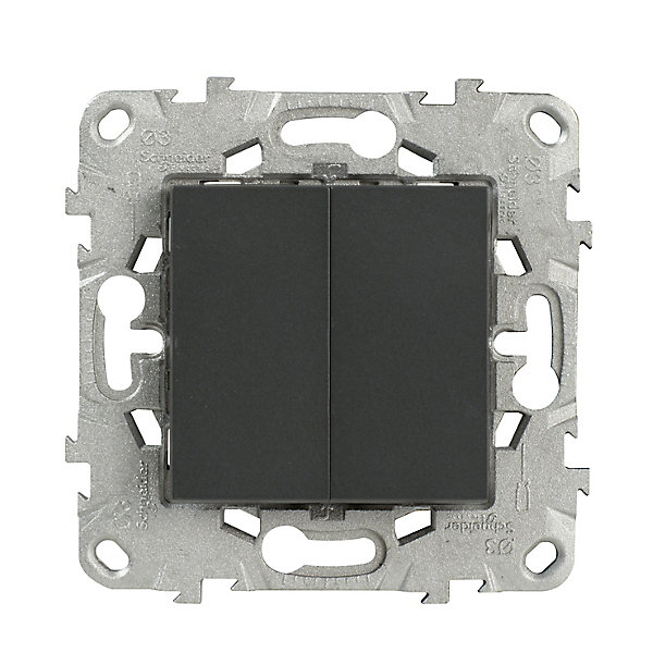 Interrupteur double va-et-vient connexion rapide 10A Schneider Electric Unica Déco anthracite