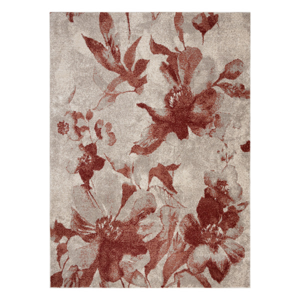 Dywan FUSION 8259 krem / bordo - Kwiaty, nowoczesny, 80x150 cm
