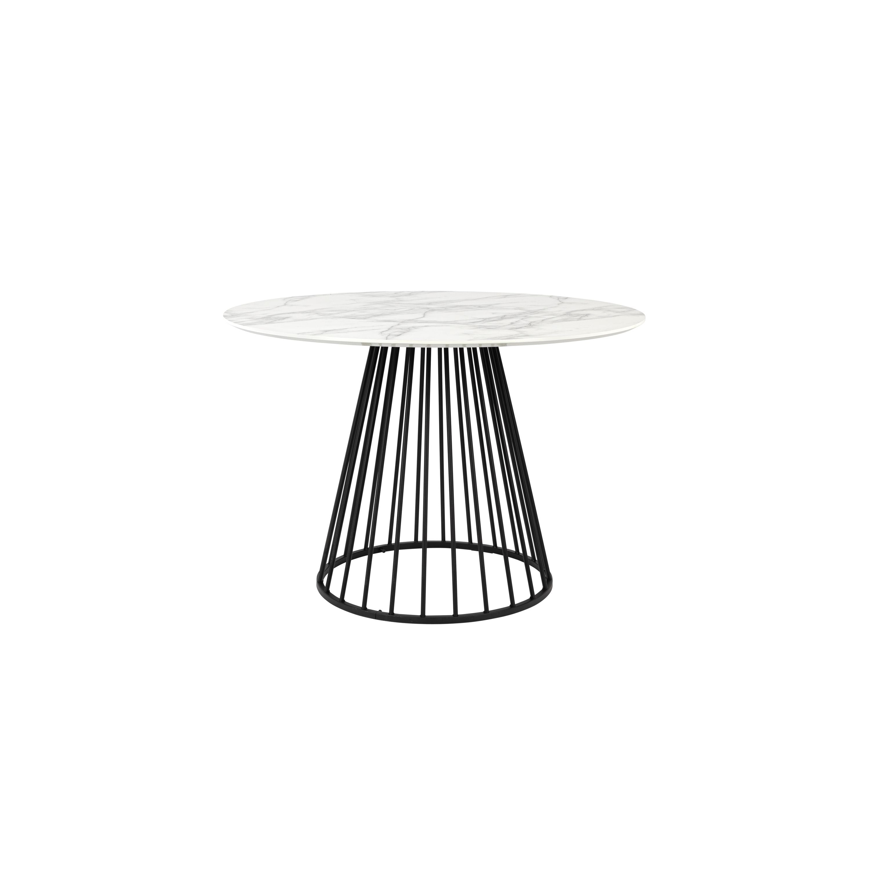 Housecraft Living Floris Eettafel Marmerlook Rond 110 cm Zwart/ Wit