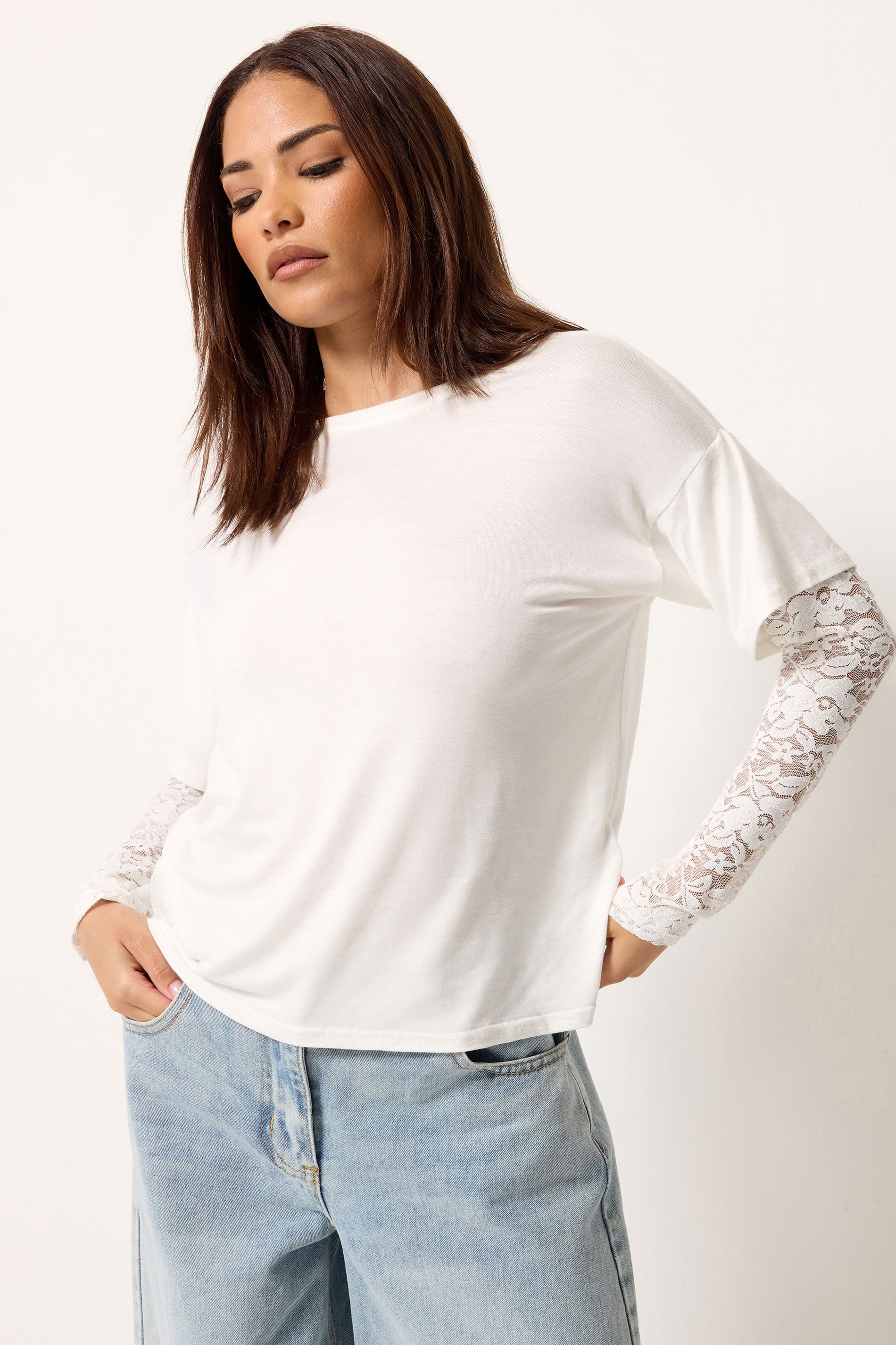 PixieGirl Petite Lace Sleeve T-Shirt