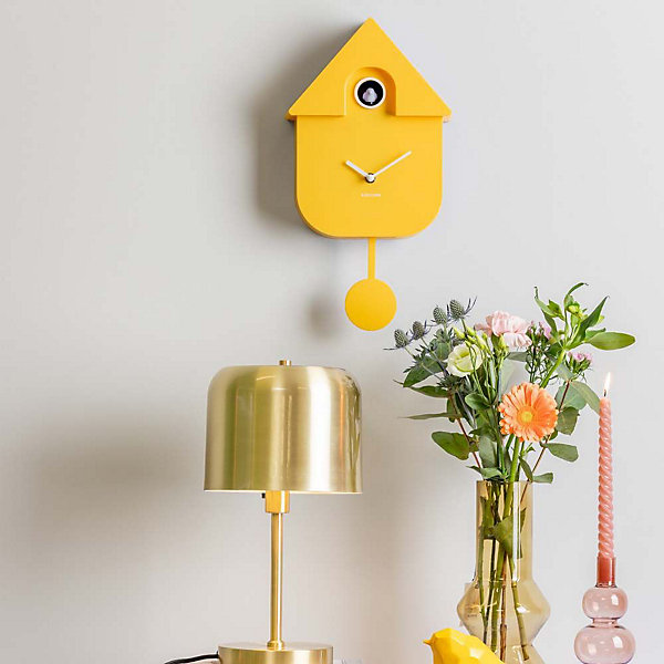 Horloge murale moderne Cuckoo - Jaune