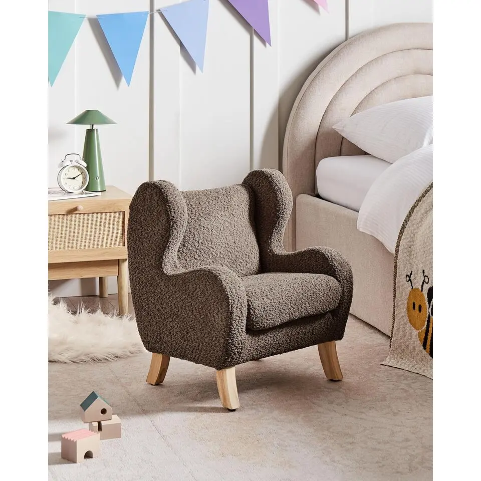 FARUM - Kinderfauteuil - Bruin - Boucl&eacute;