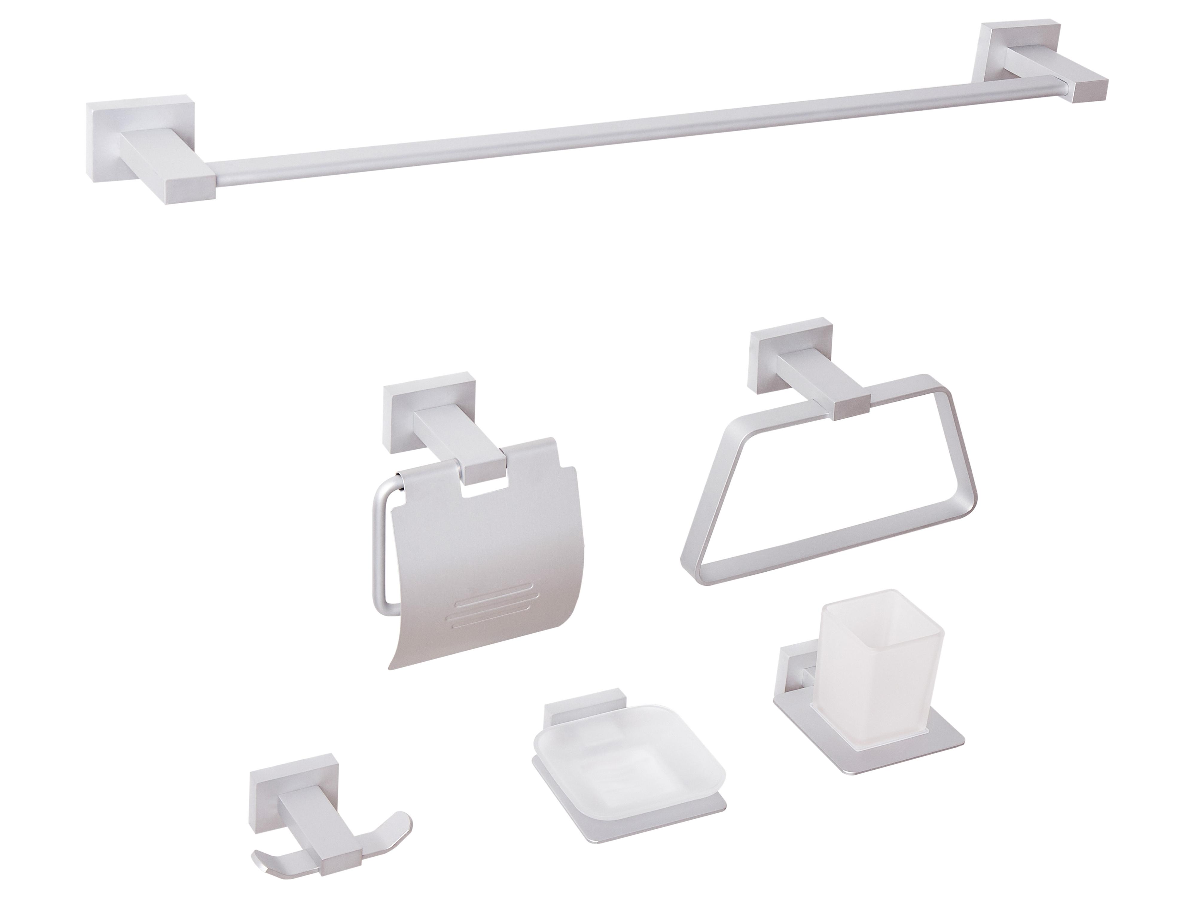 6-Piece Bathroom Hardware Set RIOHACHA with Towel Bars and Hooks Silver