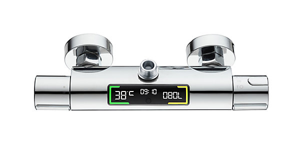 Mitigeur de douche thermostatique chrome avec affichage LED Edouard Rousseau Ekogest