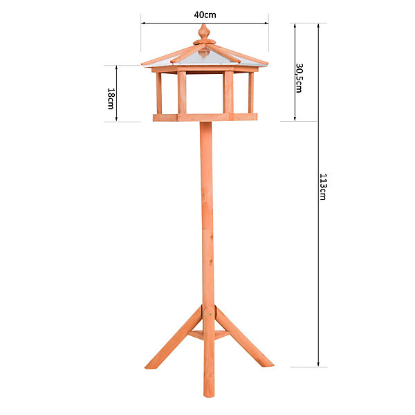 Mangeoire sur pied nichoir a plateau station a oiseau bois pour exterieur 113 cm
