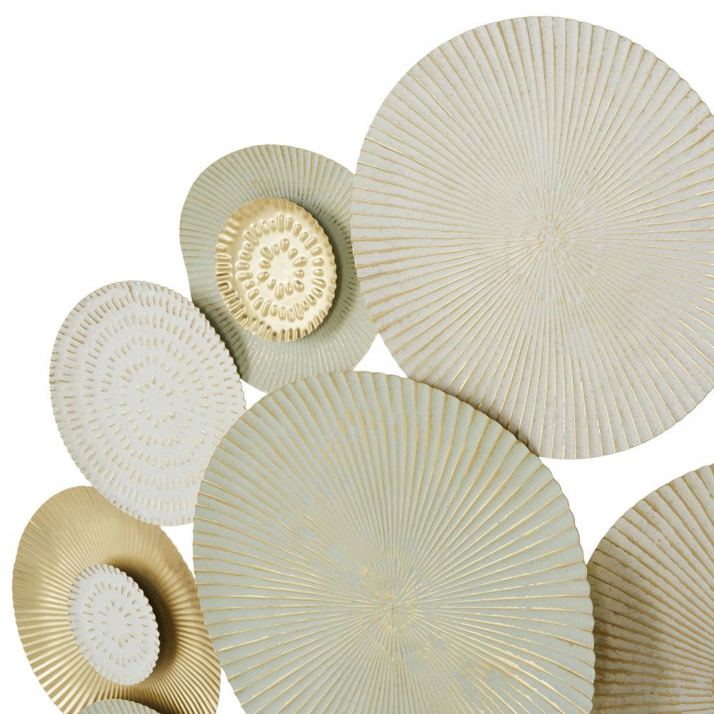 RAHAL - Déco murale en métal doré, bleu et crème 121x120