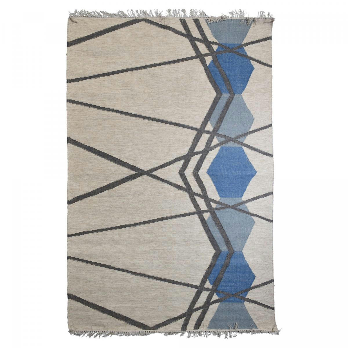 KL BLANBLEU - Tapis kilim bleu 120x170