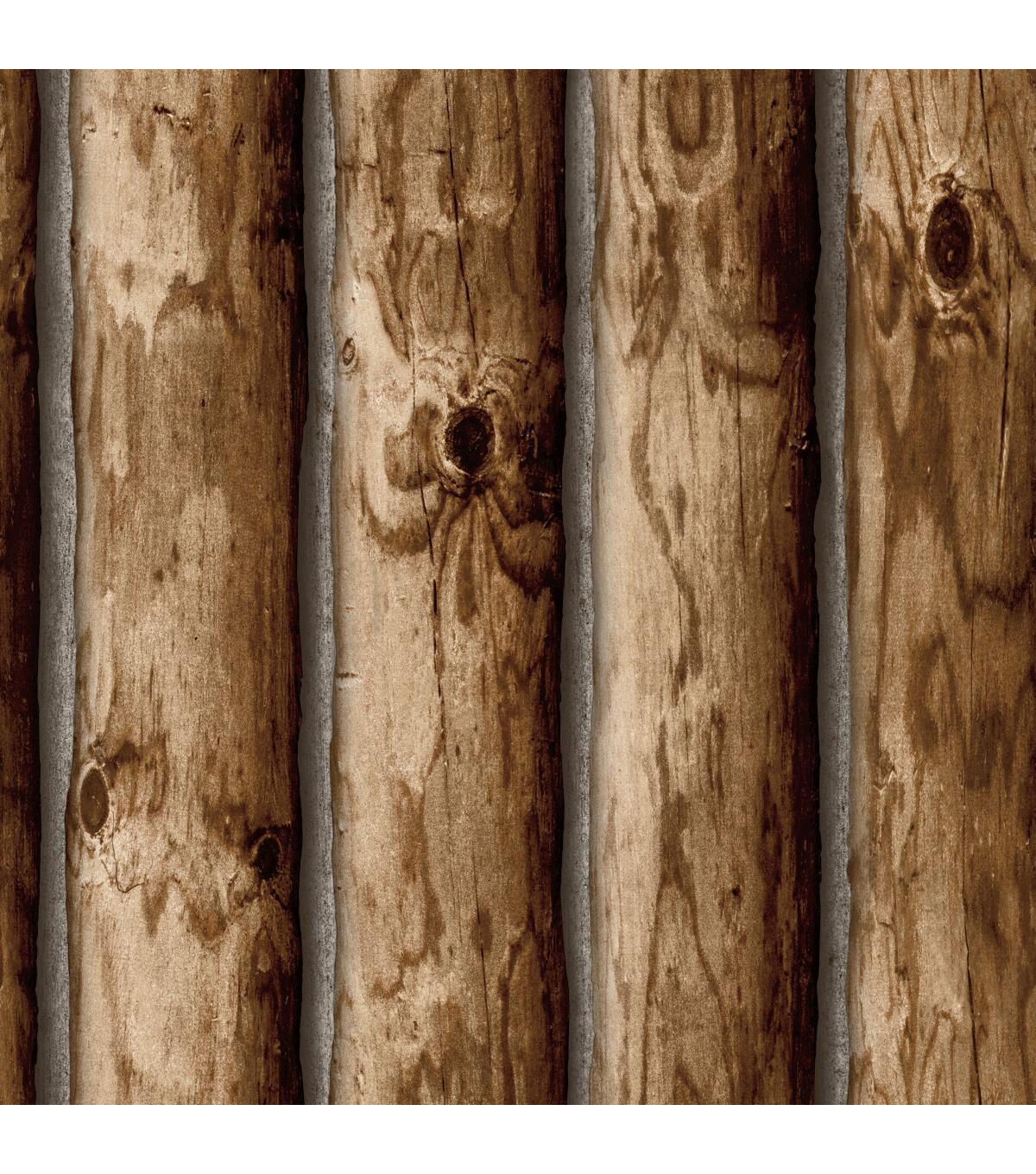 RoomMates Wallpaper Cabin Logs