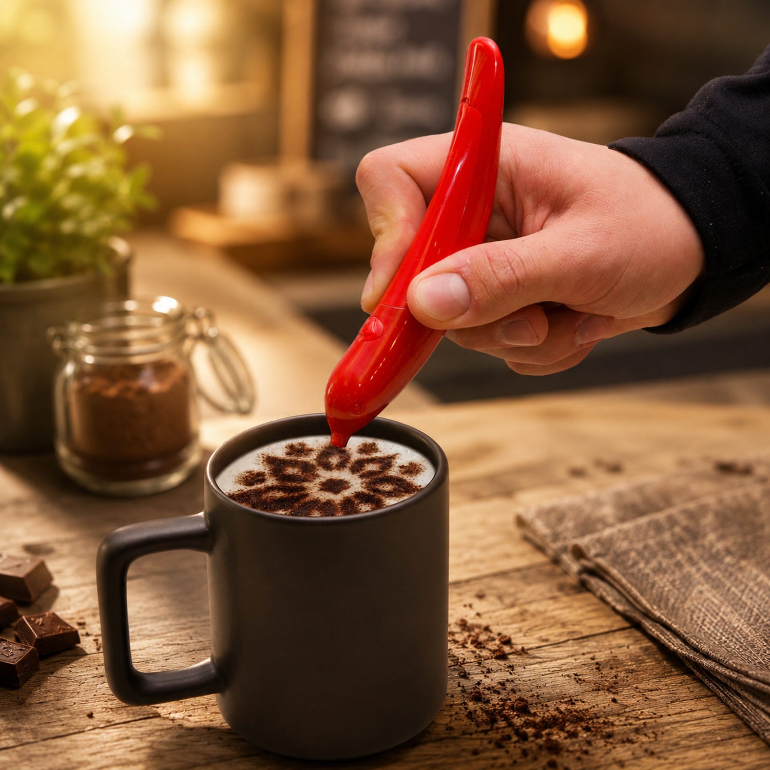 Penna decorativa per cappuccino e dolci rossa