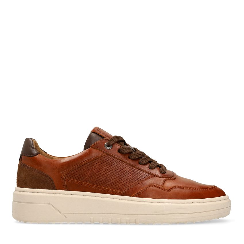 No Stress Cognac leren sneakers