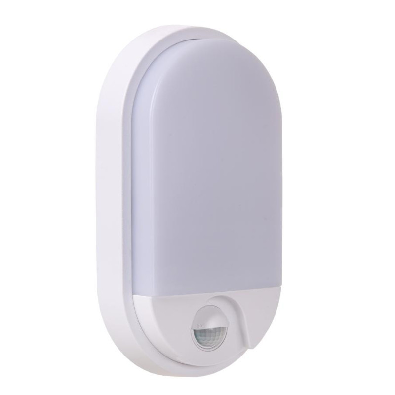 Applique extérieure LED Hups blanche ovale avec détecteur de mouvement 10 W LUCIDE