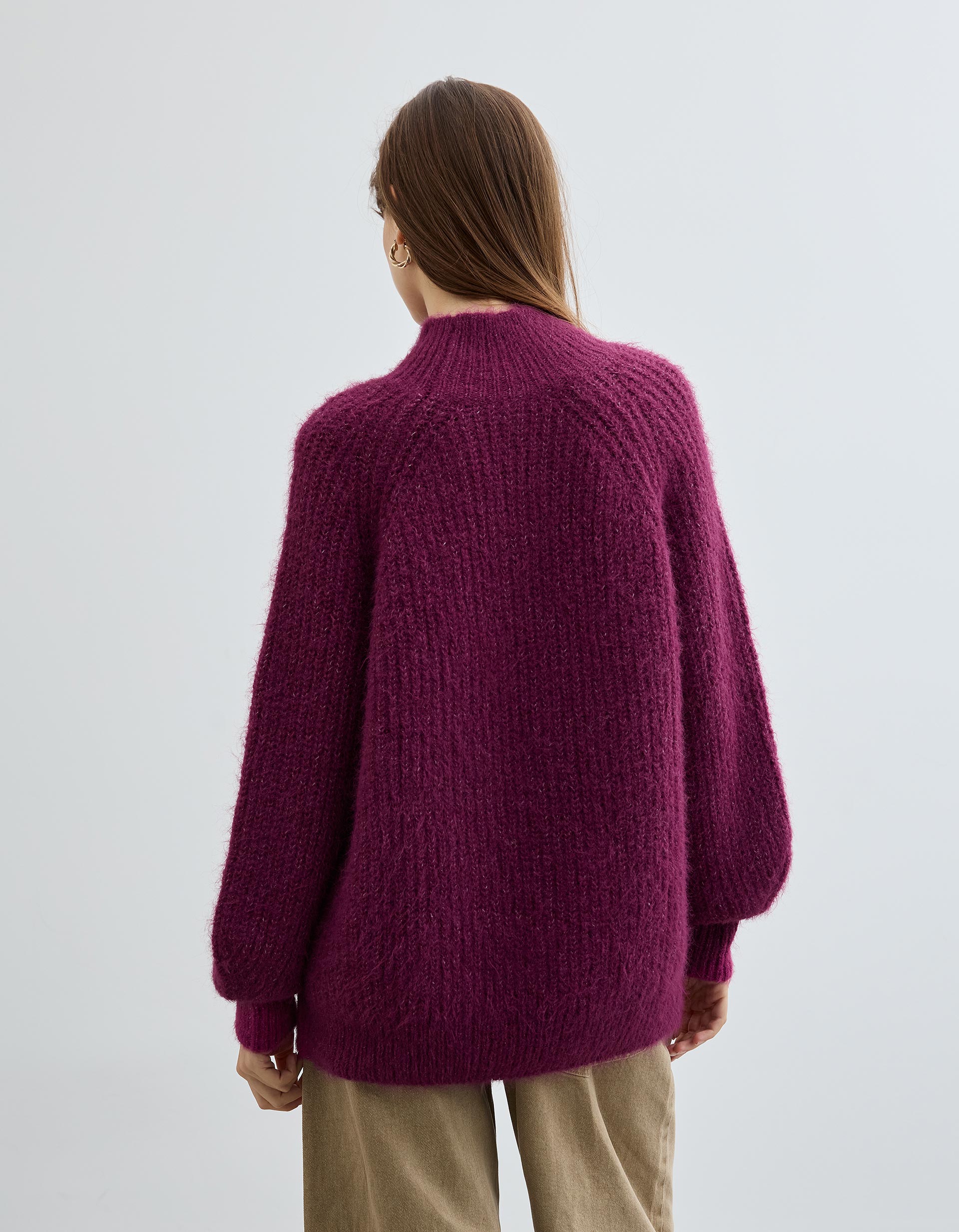 Camisola com Lã, Mulher, Rosa Escuro