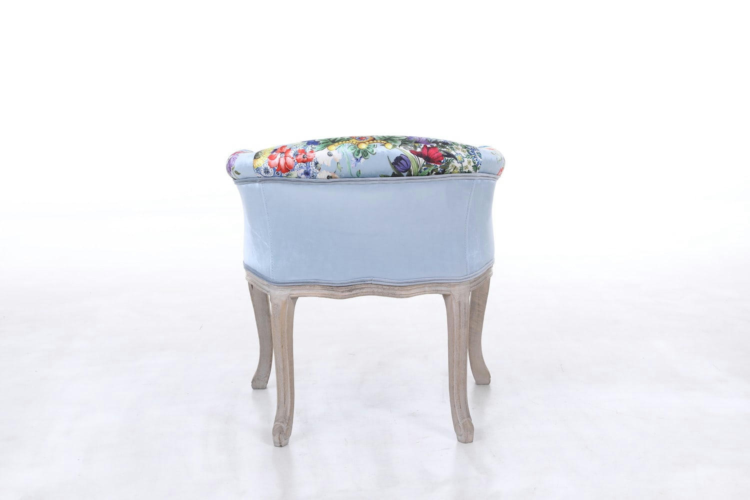 ESPERANZA - Fauteuil en velours imprimé bleu