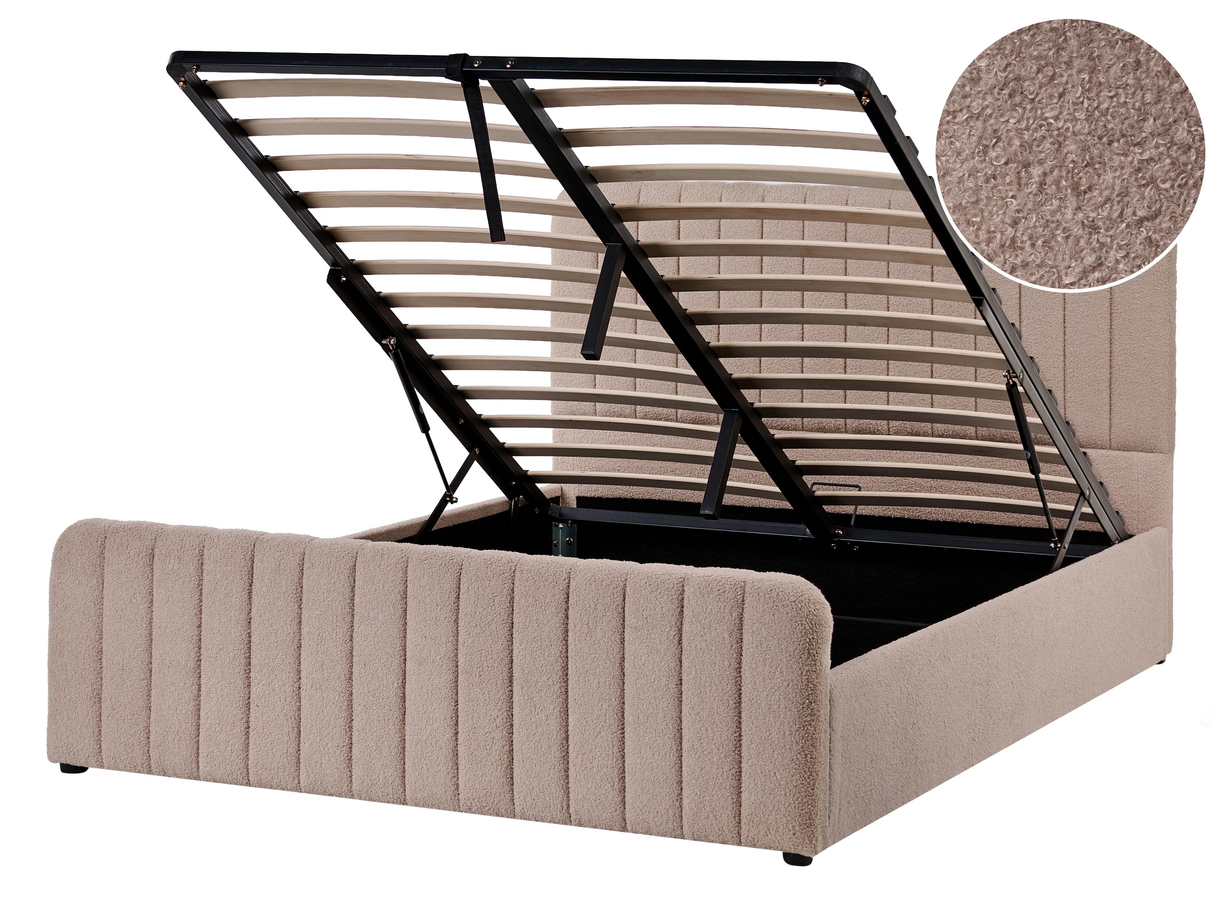 Ottoman Bed Boucle LUNAN 140 x 200 cm (EU Double) Taupe