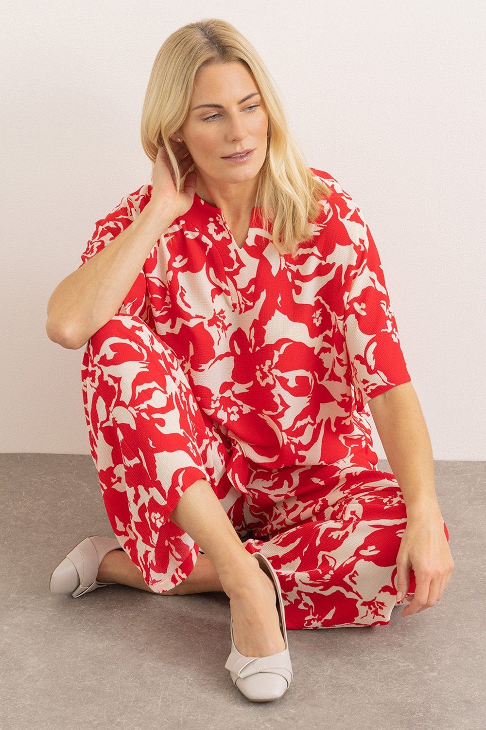 Klass. Tie Front Printed Top