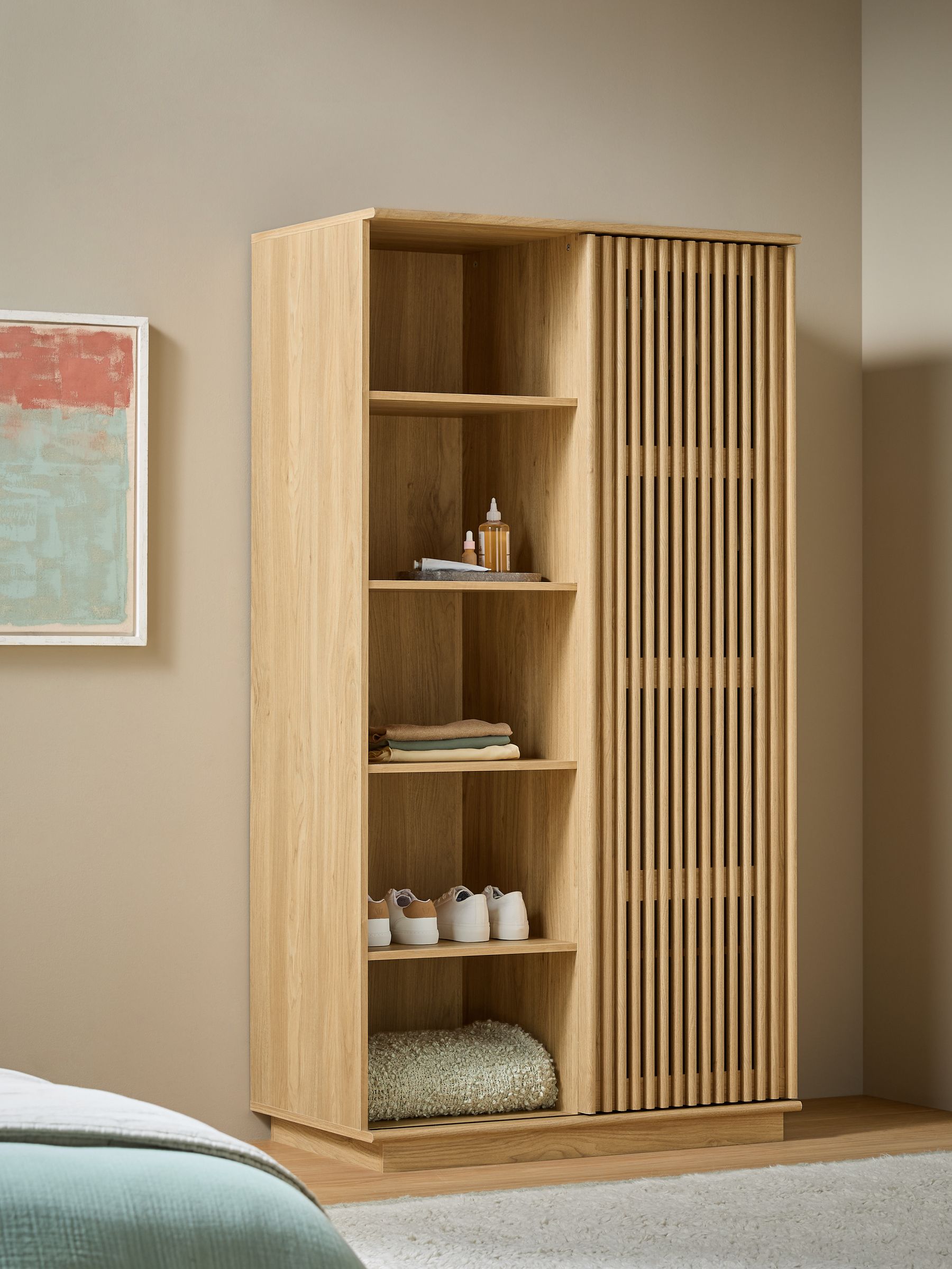 Tulma Sliding Double Wardrobe in Mid Oak Effect