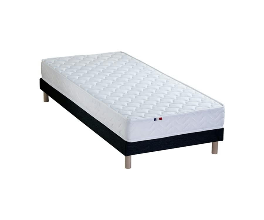 ENSEMBLE INITIAL - Ensemble matelas accueil latex 3 zones sommier noir 90x200