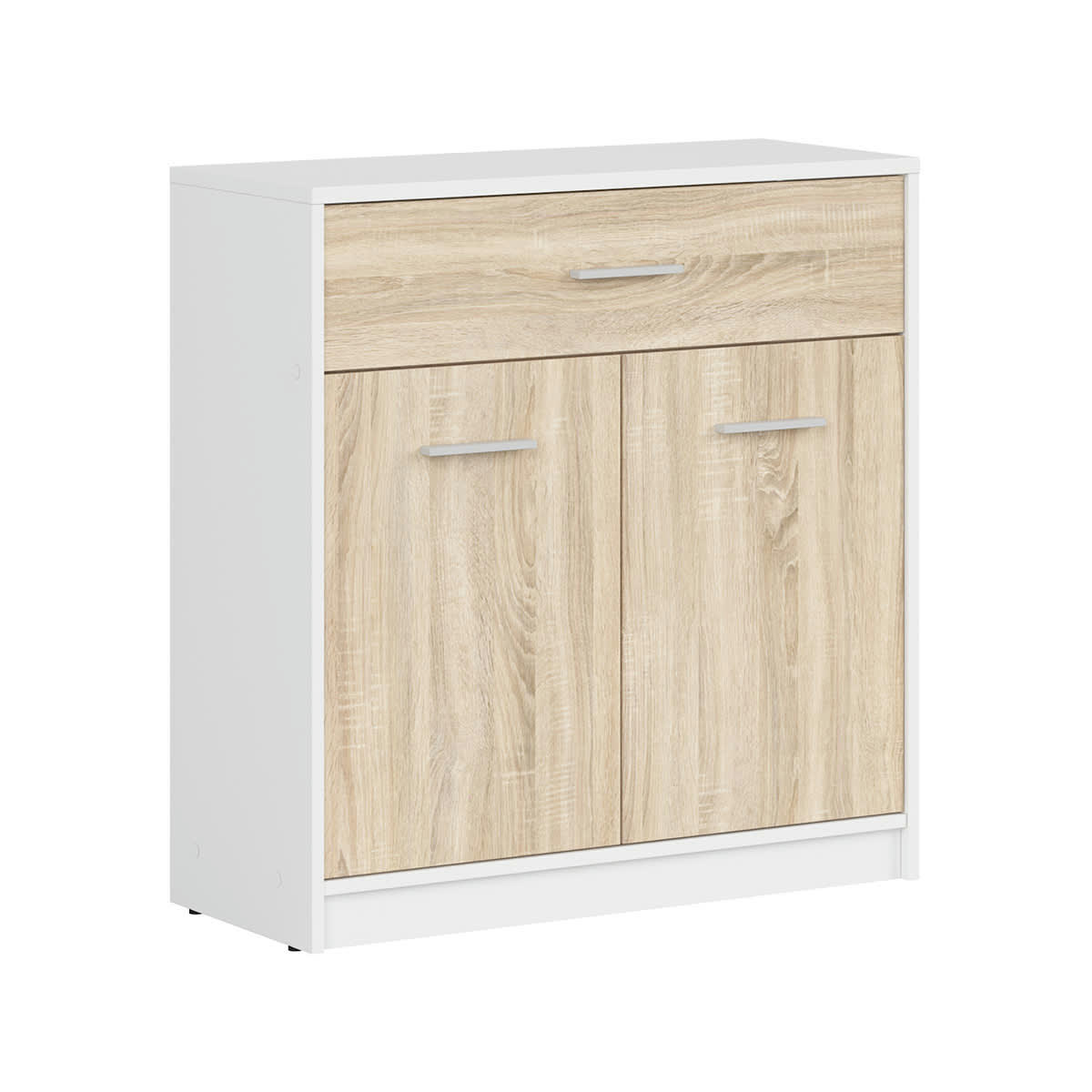 - Buffet 1 tiroir 2 portes stratifiés naturel et blanc