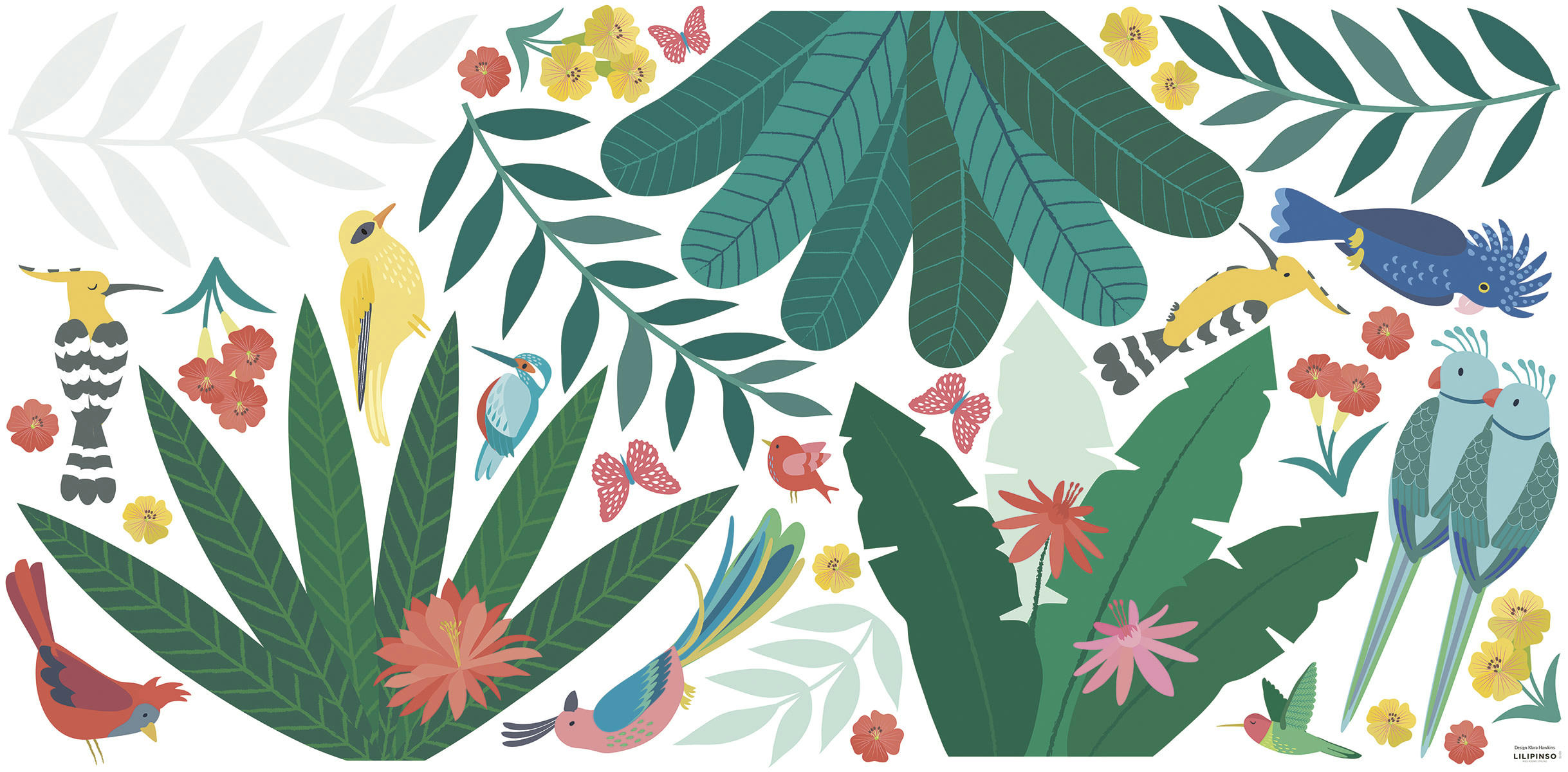 RIO - Stickers décor tropical en Vinyle mat Multicolore 64x130 cm