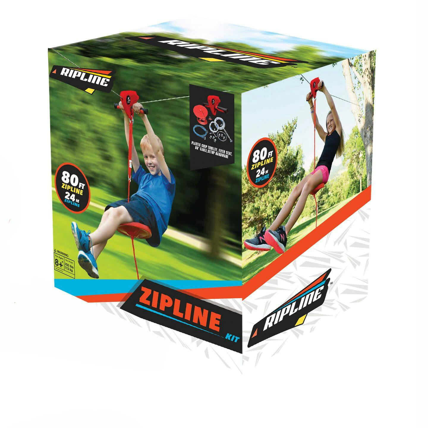 Ripline Outdoor Zipline Kit with Seat, 80-ft, For Ages 8+