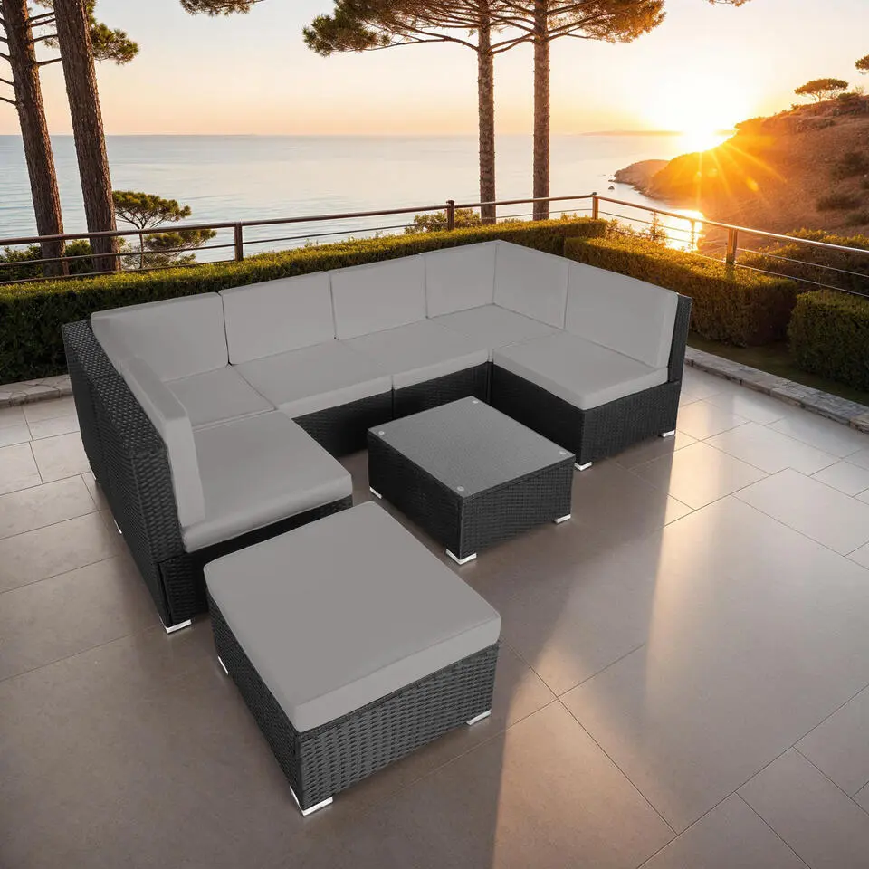 tectake - Loungeset Veneti? - wicker - zwart