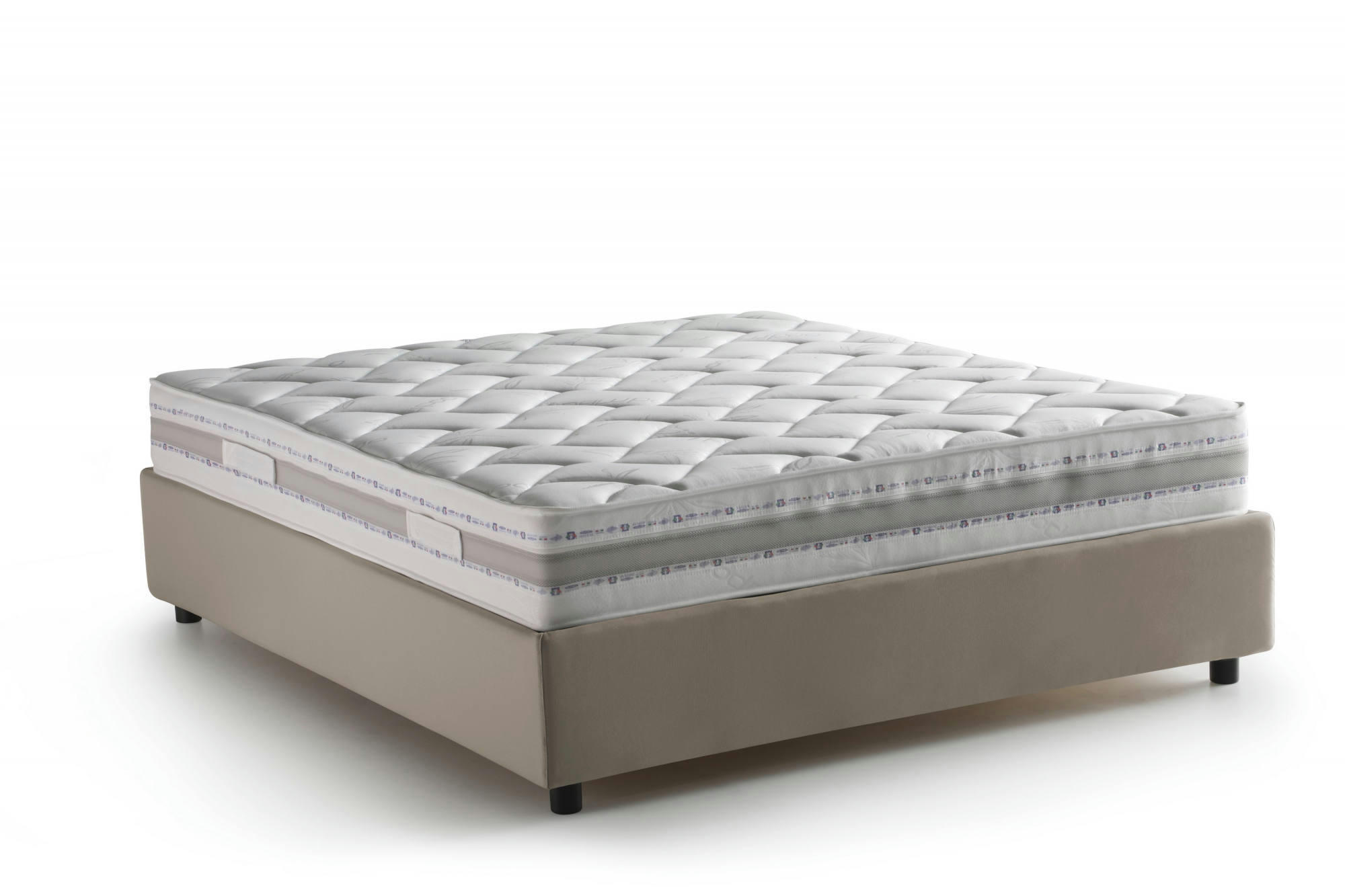 DDURANT - Lit coffre 140x200 cm en tissu gris taupe