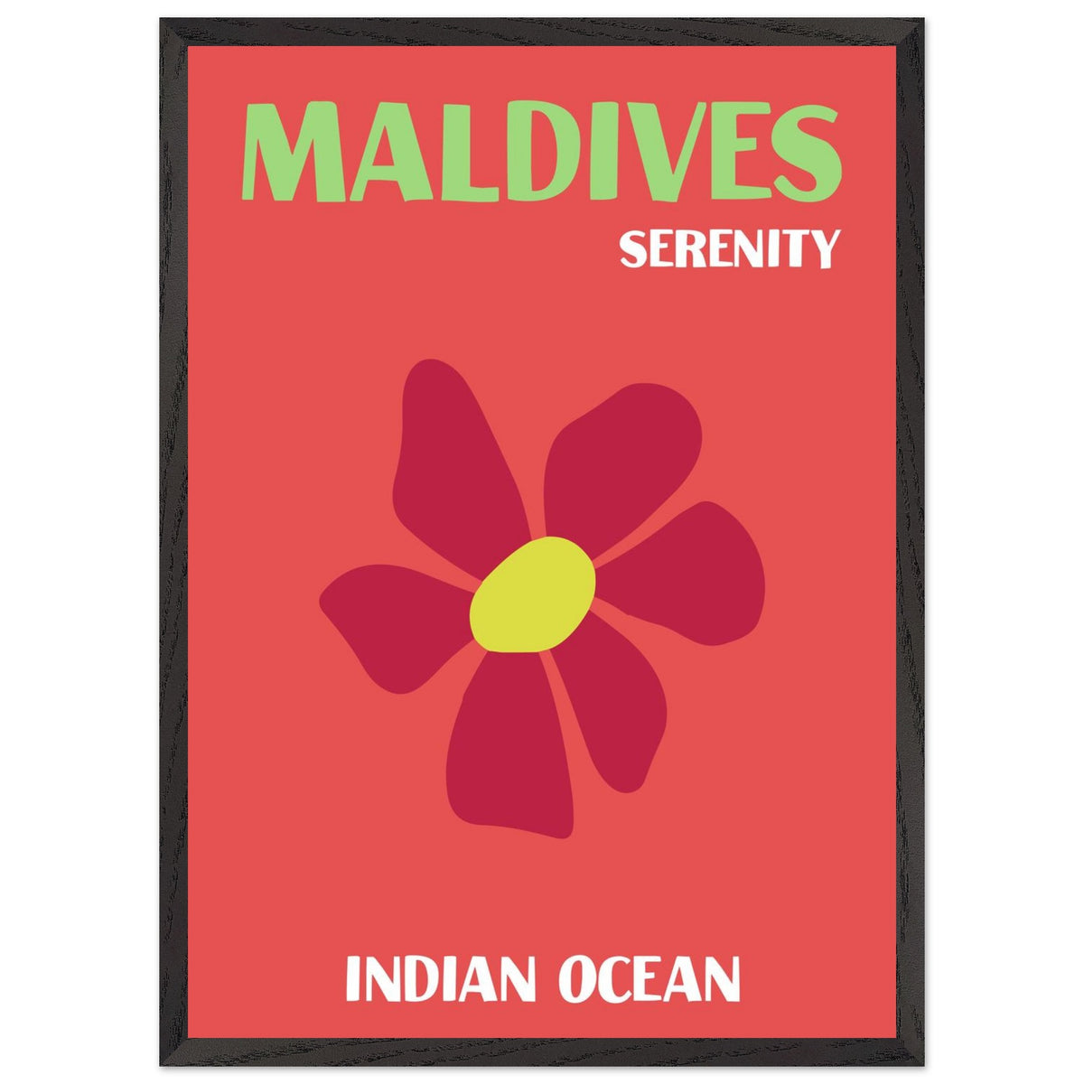 Artfulprints Poster met Lijst Indian Ocean - Maldives  - 50x70 cm - Rood