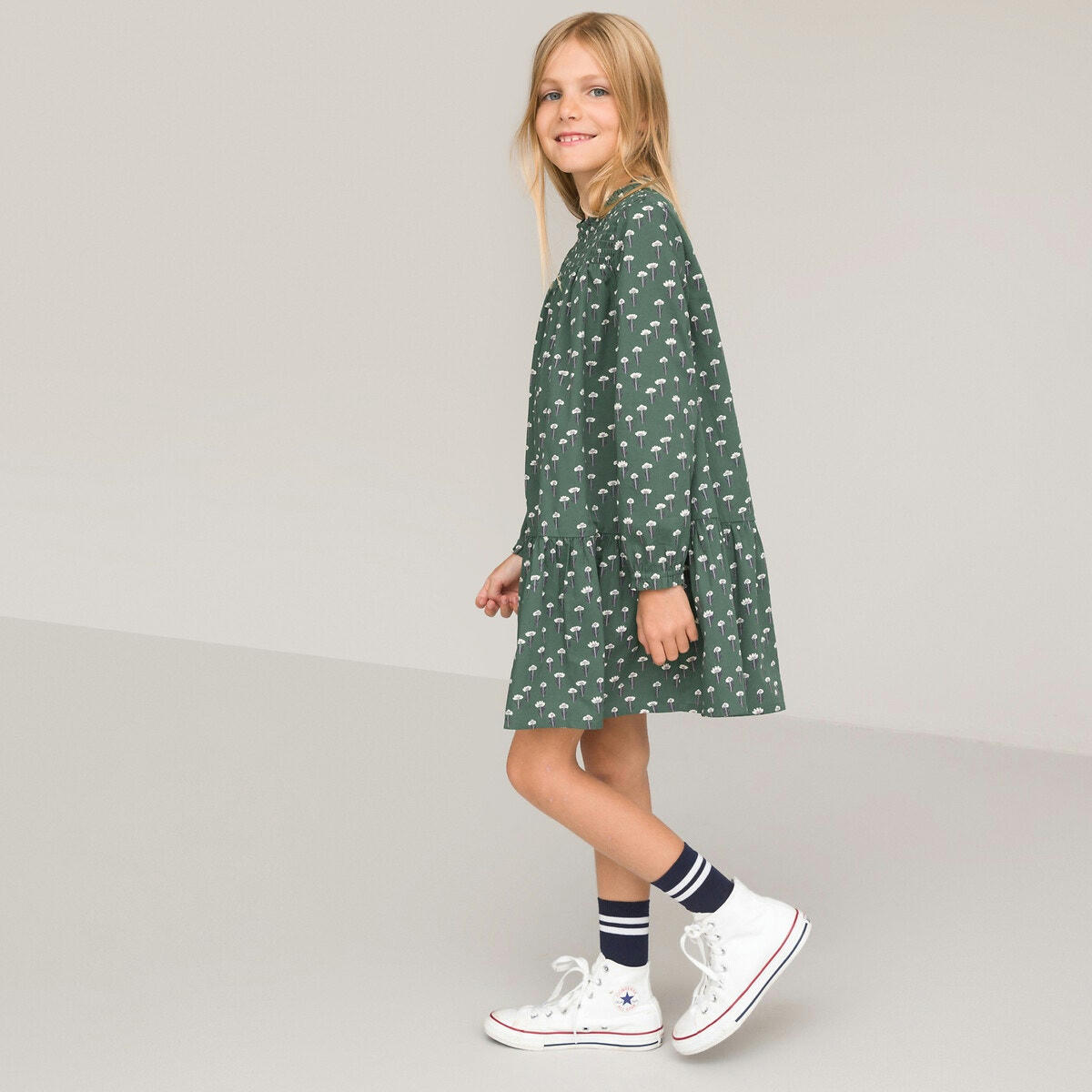 Robe manches longues, motif floral