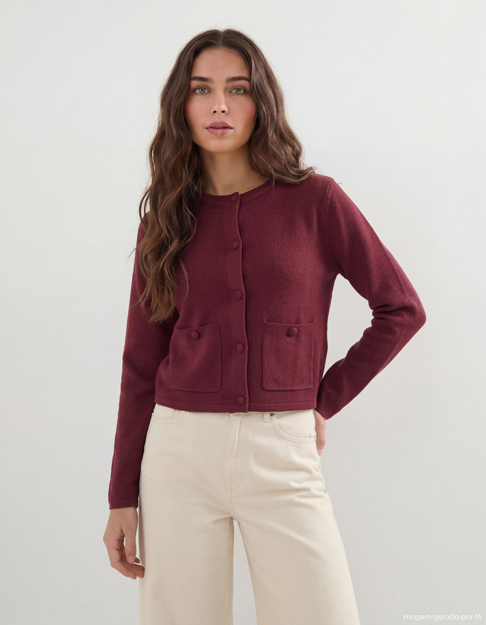 Casaco de Malha, Mulher, Vermelho