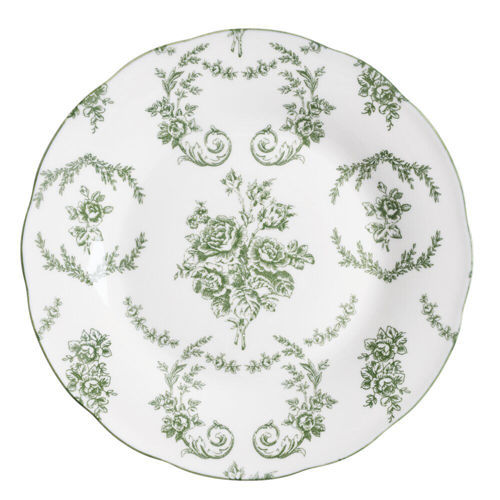 Assiette à dessert porcelaine imprimé toile de Jouy Ø19 cm vert