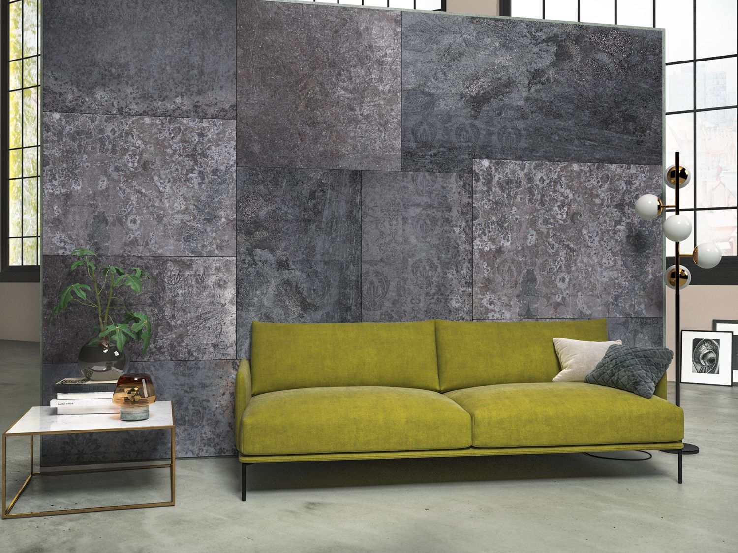 Sanders & Sanders fotobehang tegels donkergrijs - 368 x 248 cm - 612326