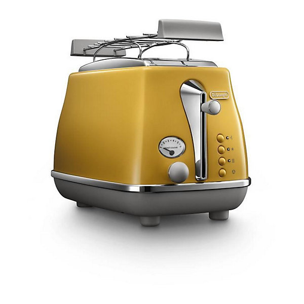 Grille-pain - DELONGHI - ICONA CAPITALS - 2 tranches - 900W - Chauffe viennoisseries - Jaune