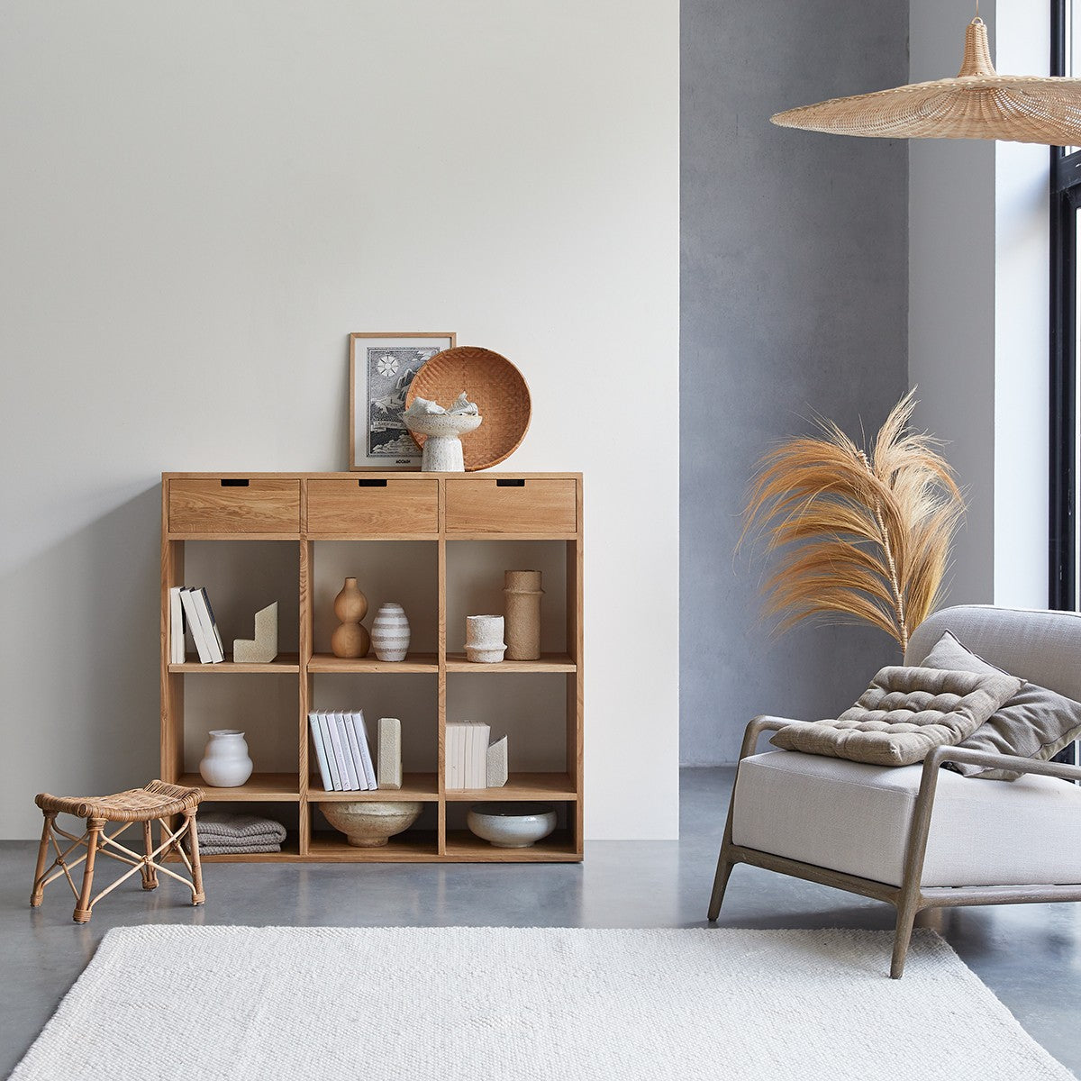 Tikamoon - Miho - Massief eiken lage boekenkast