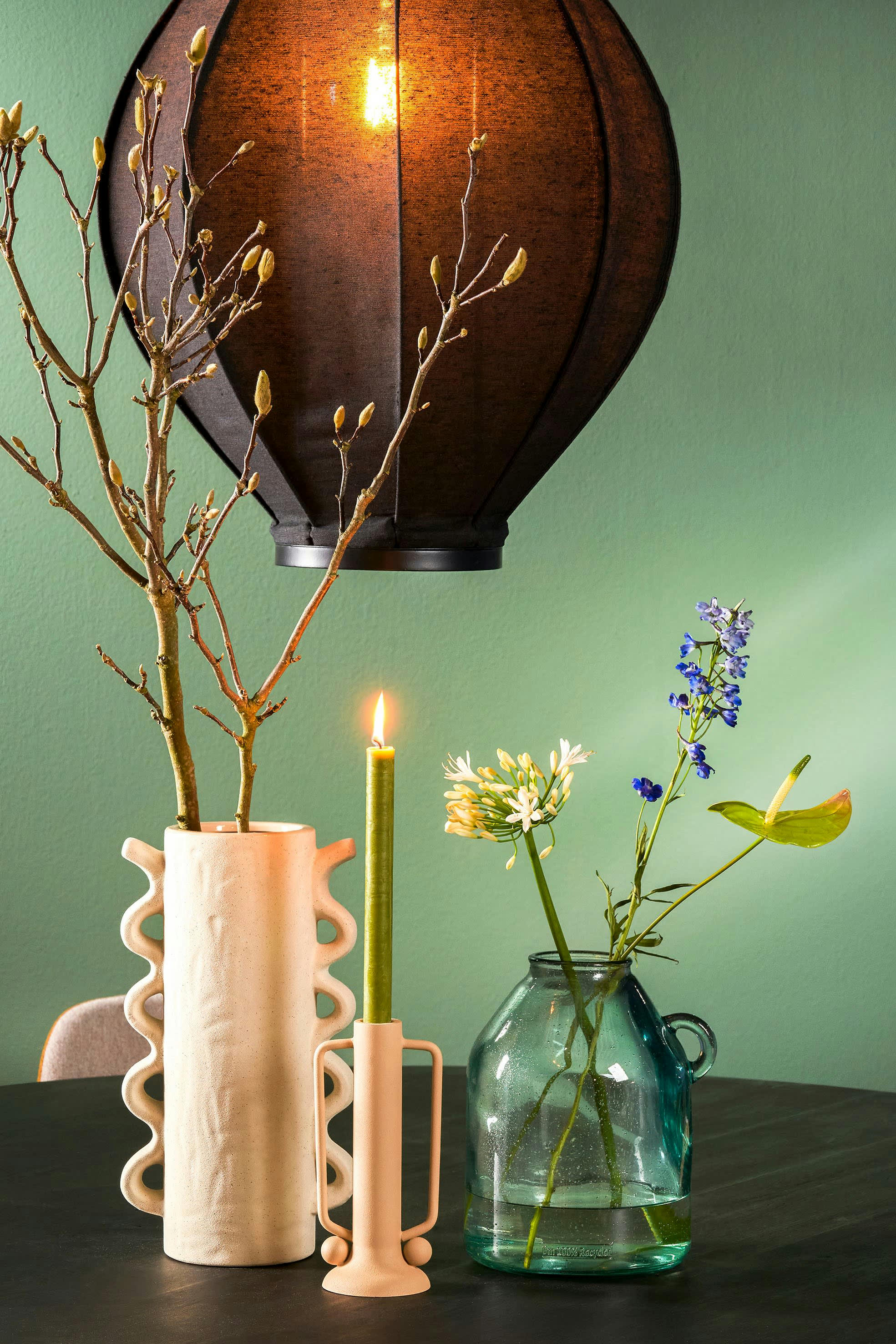 SITIA - Vase bouteille en verre recyclé bleu clair H25.5