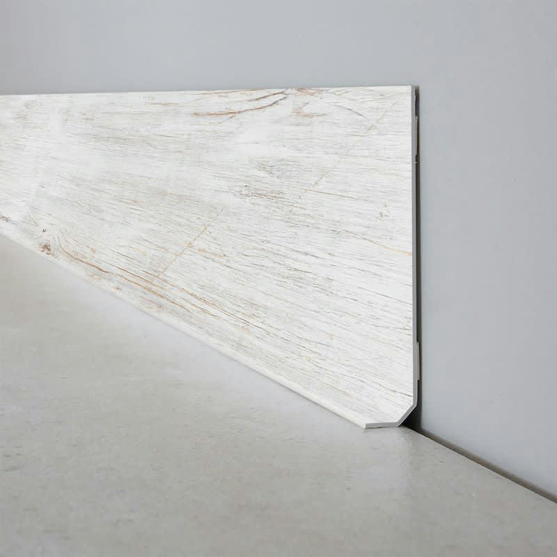 BOIS CERUSE - Plinthe PVC lot de 10 L100xH. 8cm Beige Bois