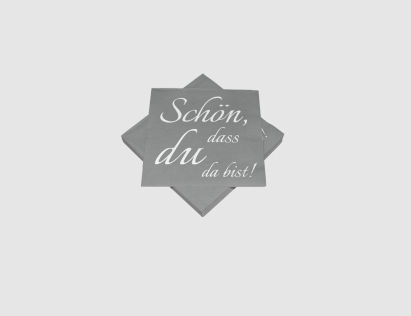 Servietten Schriftzug grau