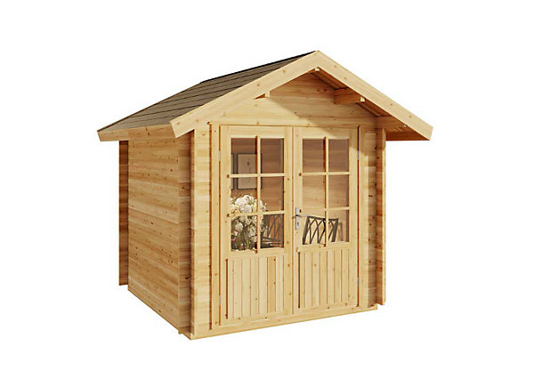 Abri de jardin Palma Alpholz, 26x26m dim ext (cas échéant incl débord de toit) imprégné, épaisseur paroi : 28mm, 6,8m² totale