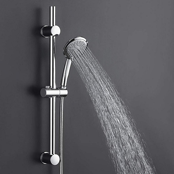Barre de douche avec équipement DUR de 65,5 cm, finition chrome poli, en laiton Kibath