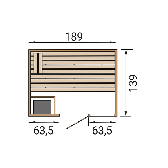 Massivholzsauna »VALIDA 2«, 6 Personen, inkl. 5,4 kW Ofen mit integrierter Steuerung