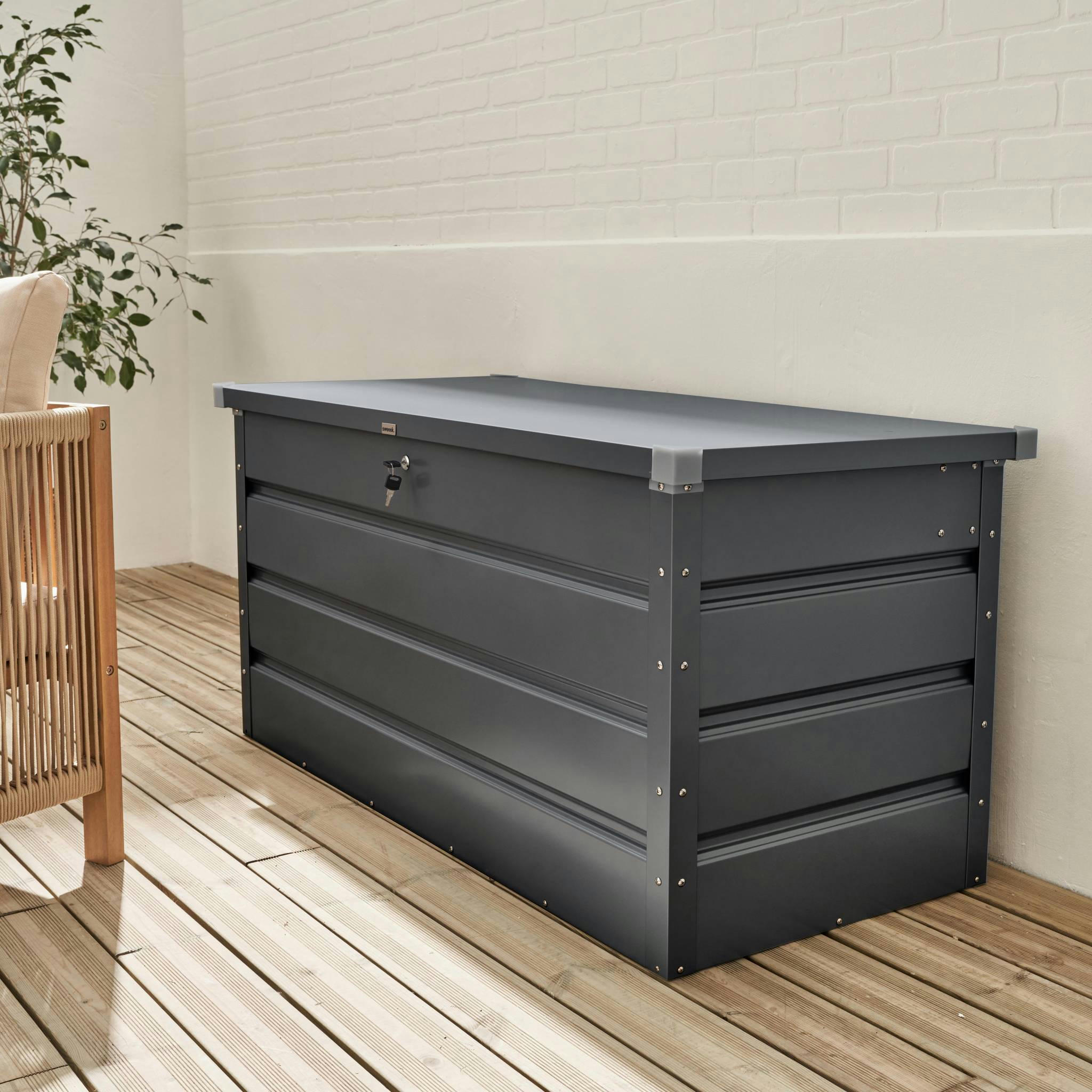 DETROIT - Coffre de jardin métal 385l anthracite