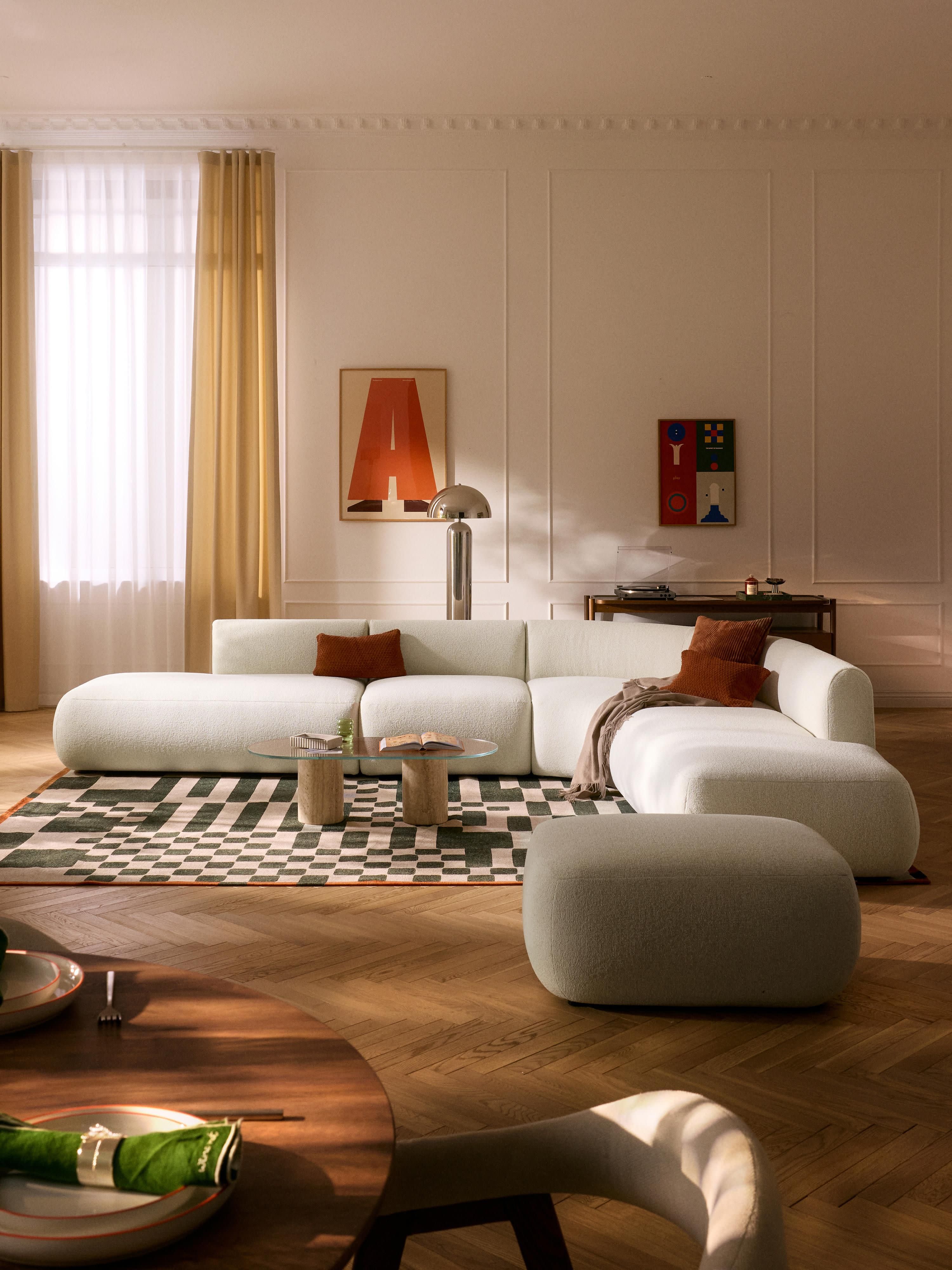 Modulares Bouclé-Ecksofa Sofia (4-Sitzer)