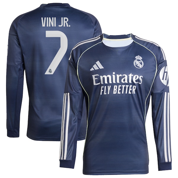 Vini Jr. Los Merengues adidas 2025/26 Home Long Sleeve Replica Player Jersey - Blue/White
