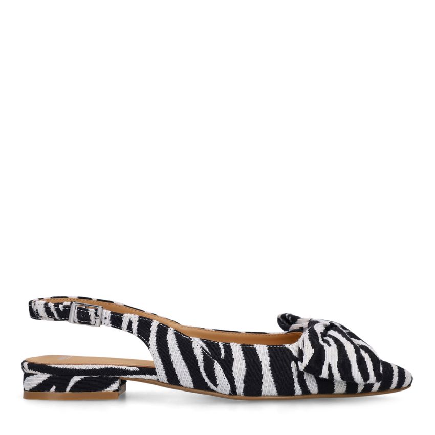 Manfield Off white zebra slingbacks met strik