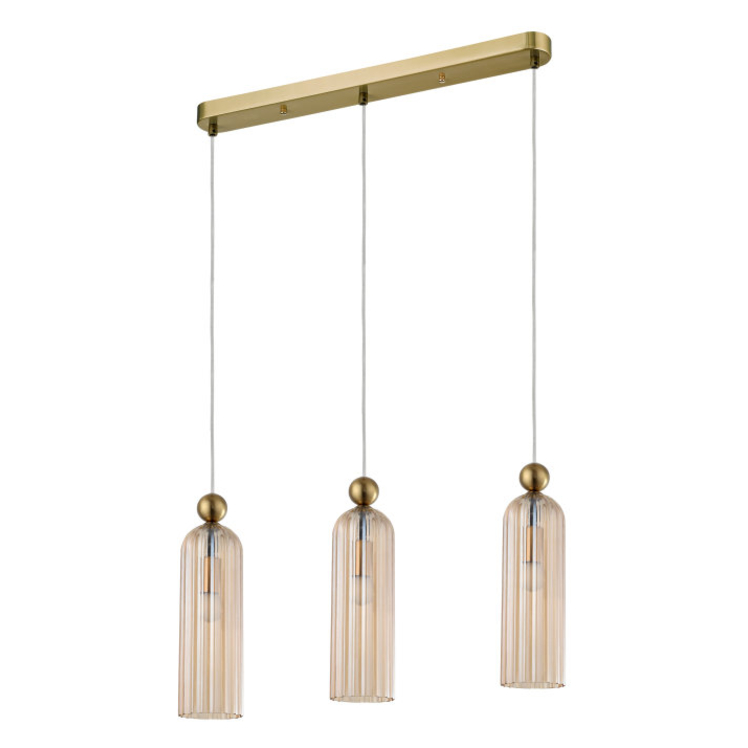 Lampa wisząca Piega 3-punktowa szklana bursztynowa