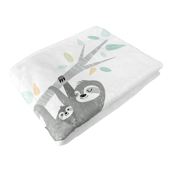 Blue Jungle Sloth Collection Boy Girl Baby Monthly Milestone Blanket - Aqua Turquoise Grey Green Tropical Botanical Rainforest