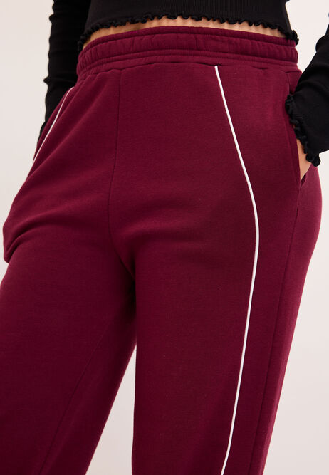 Older Girls Burgundy Piped Wide Leg Joggers