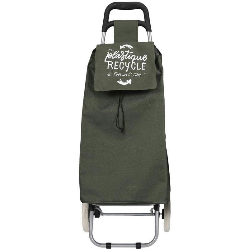 - Chariot shopping en plastique recyclé 2 roues kiwi