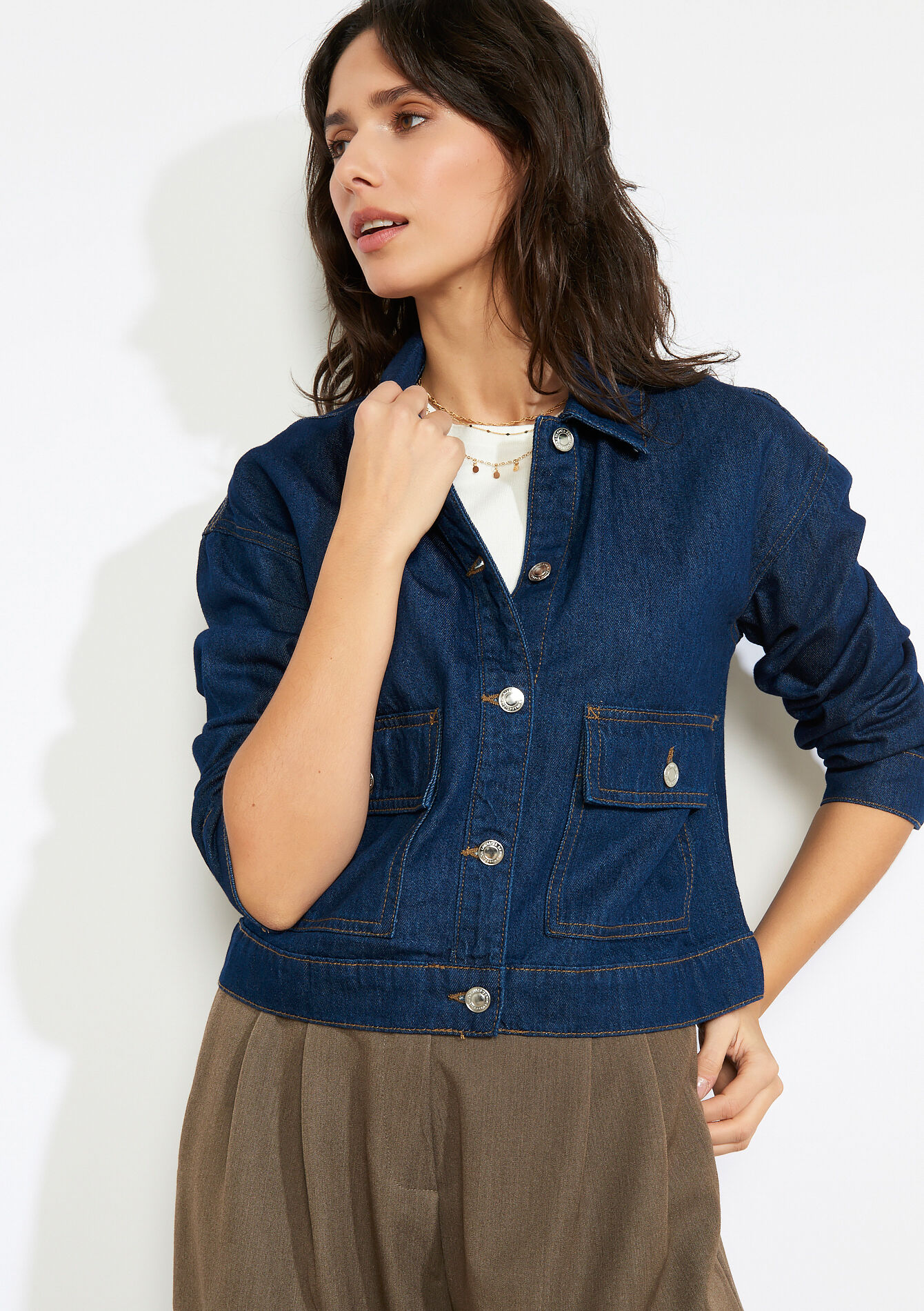 Denim jasje met structuur