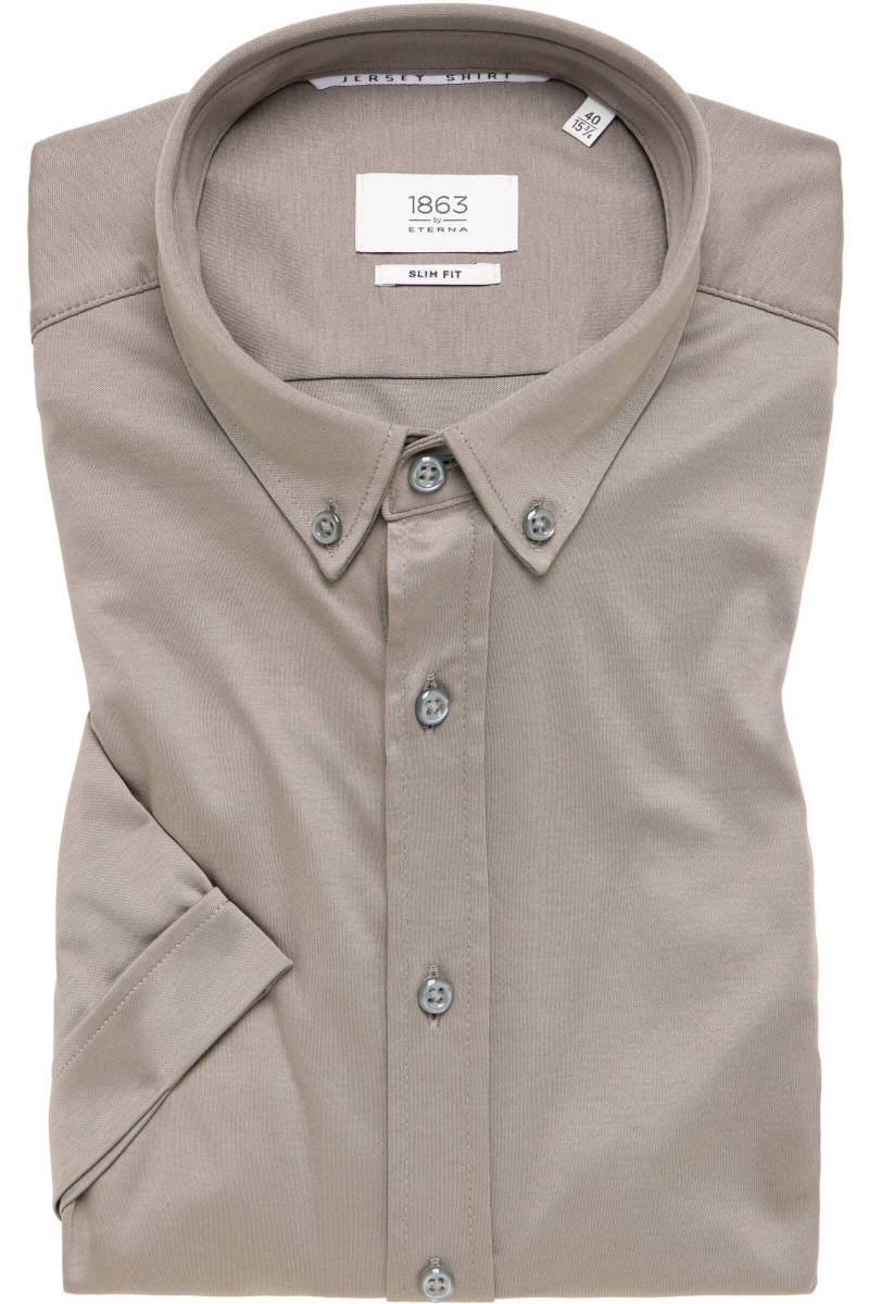 ETERNA 1863 Slim Fit Jerseyhemd grau, Einfarbig